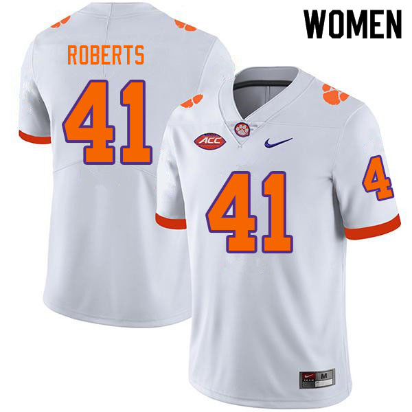 Women #41 Andrew Roberts Clemson Tigers College Football Jerseys Sale-White - Click Image to Close